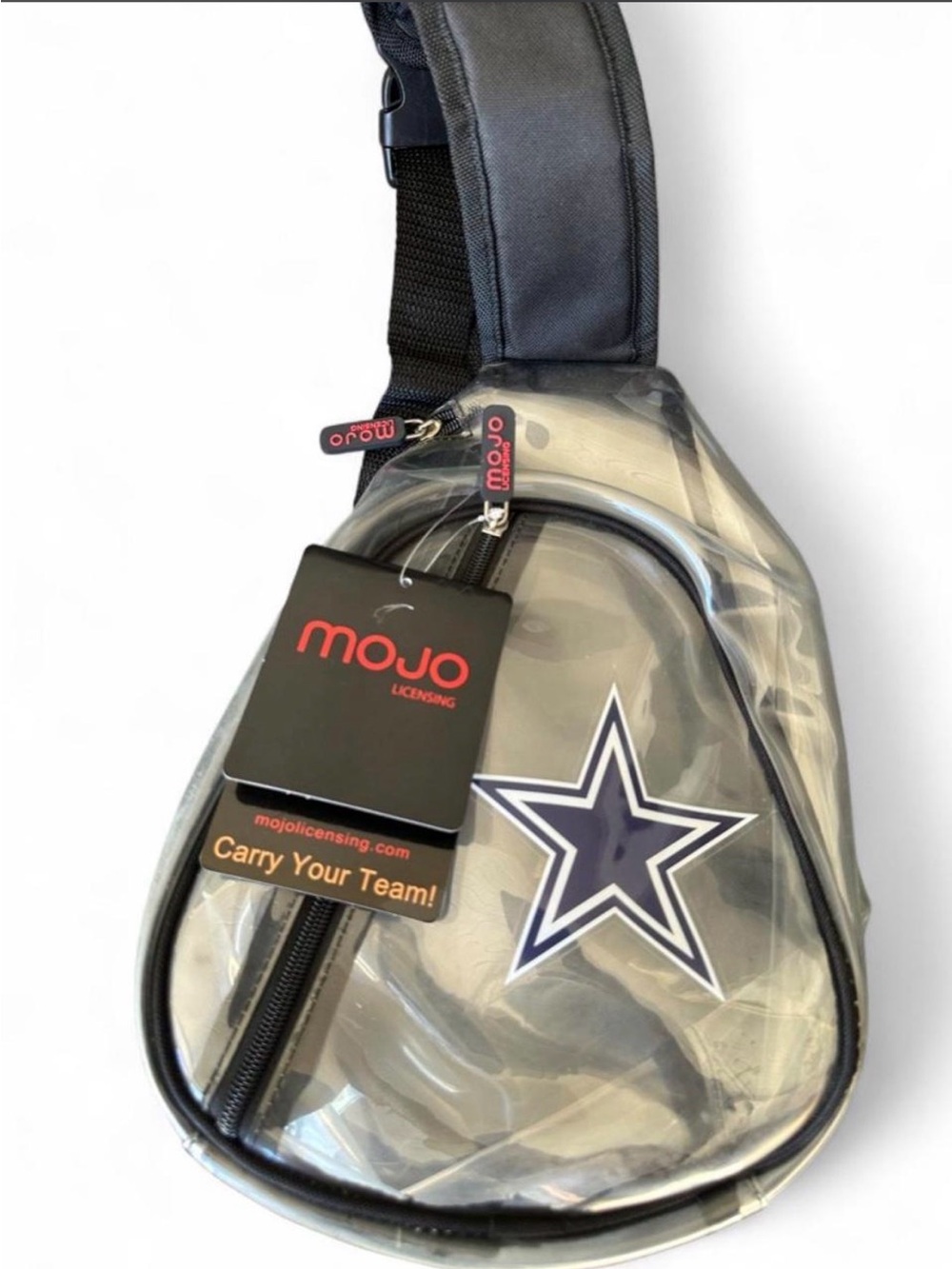 Clear Sling Bag with Star Logo - Black